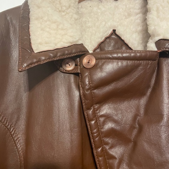 Victoria Leather Vintage 70s 80s Leather Winter Coat Shearling Lined Size 40 (M) - Picture 3 of 14